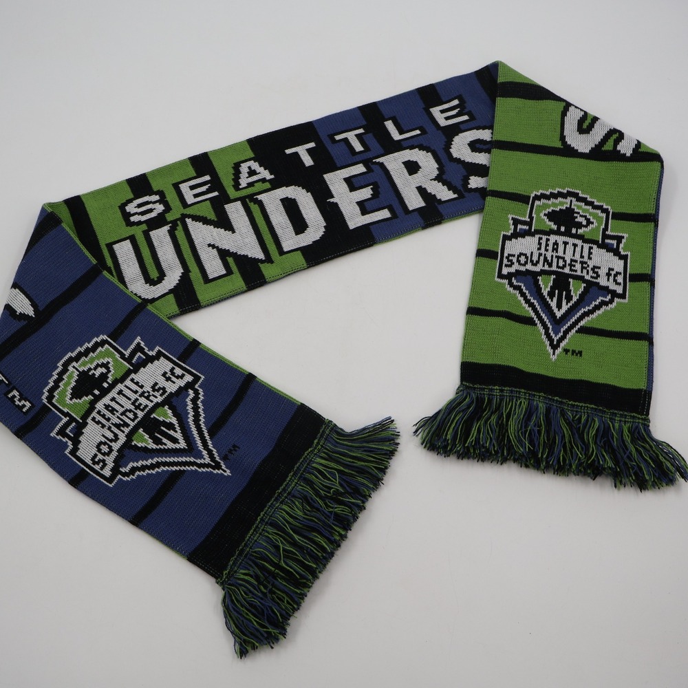 Ruffneck Seattle Sounders FC Scarf Unisex OS Green Blue MLS Soccer Fringed Logo